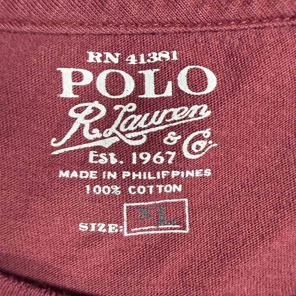 Polo Ralph Lauren Shirt Mens XL Burgundy Graphic Bedford Phys Ed Long Sleeve Tee
